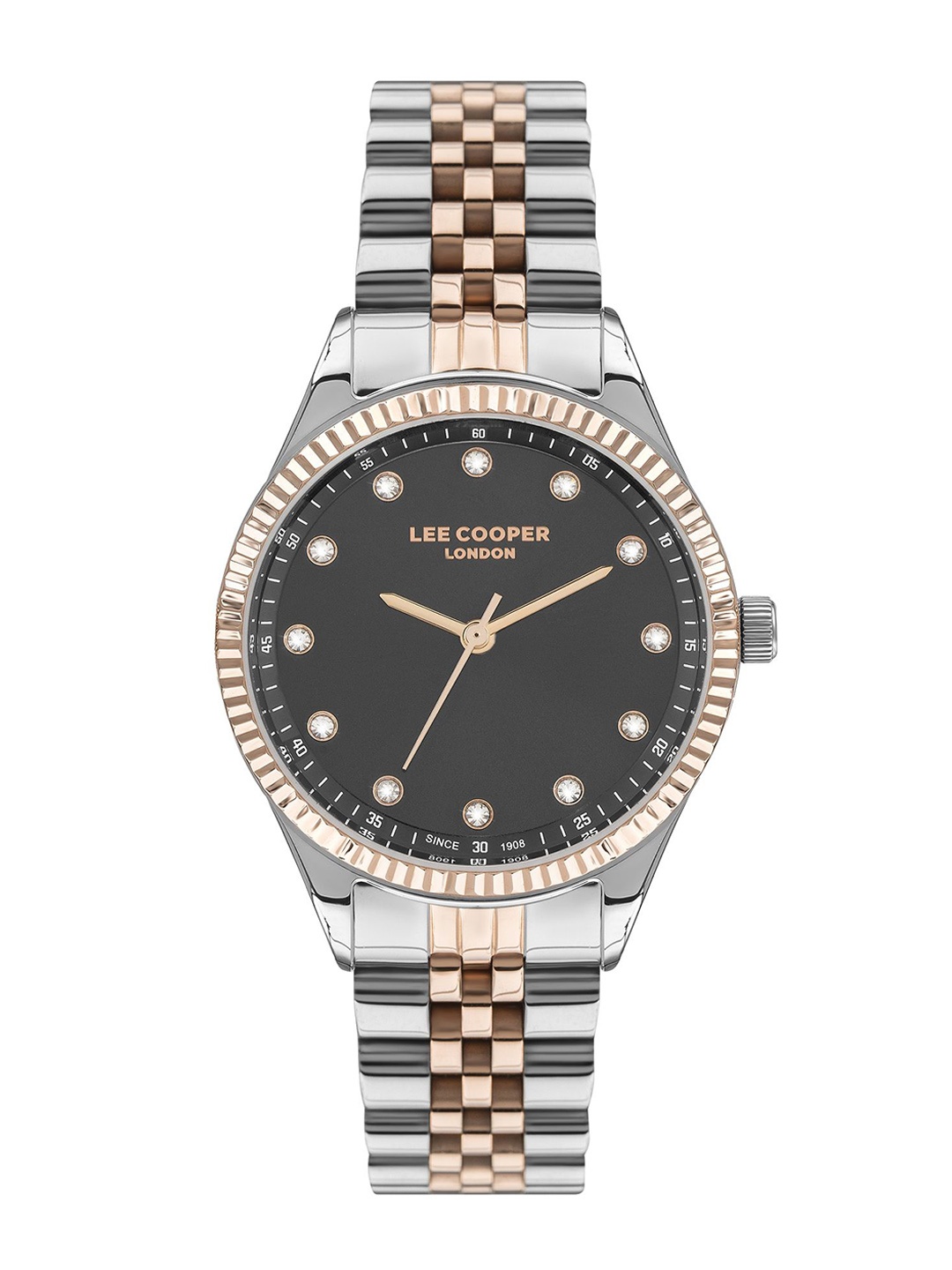 

Lee Cooper Women Embellished Dial & Stainless Steel Analogue Watch LC07310.550, Charcoal