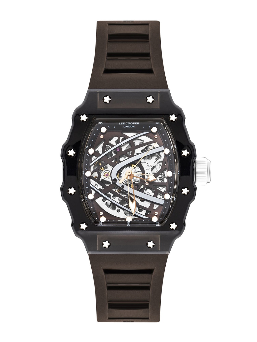 

Lee Cooper Men Brass Dial & Straps Analogue Automatic Motion Powered Watch LC07980.066, Black