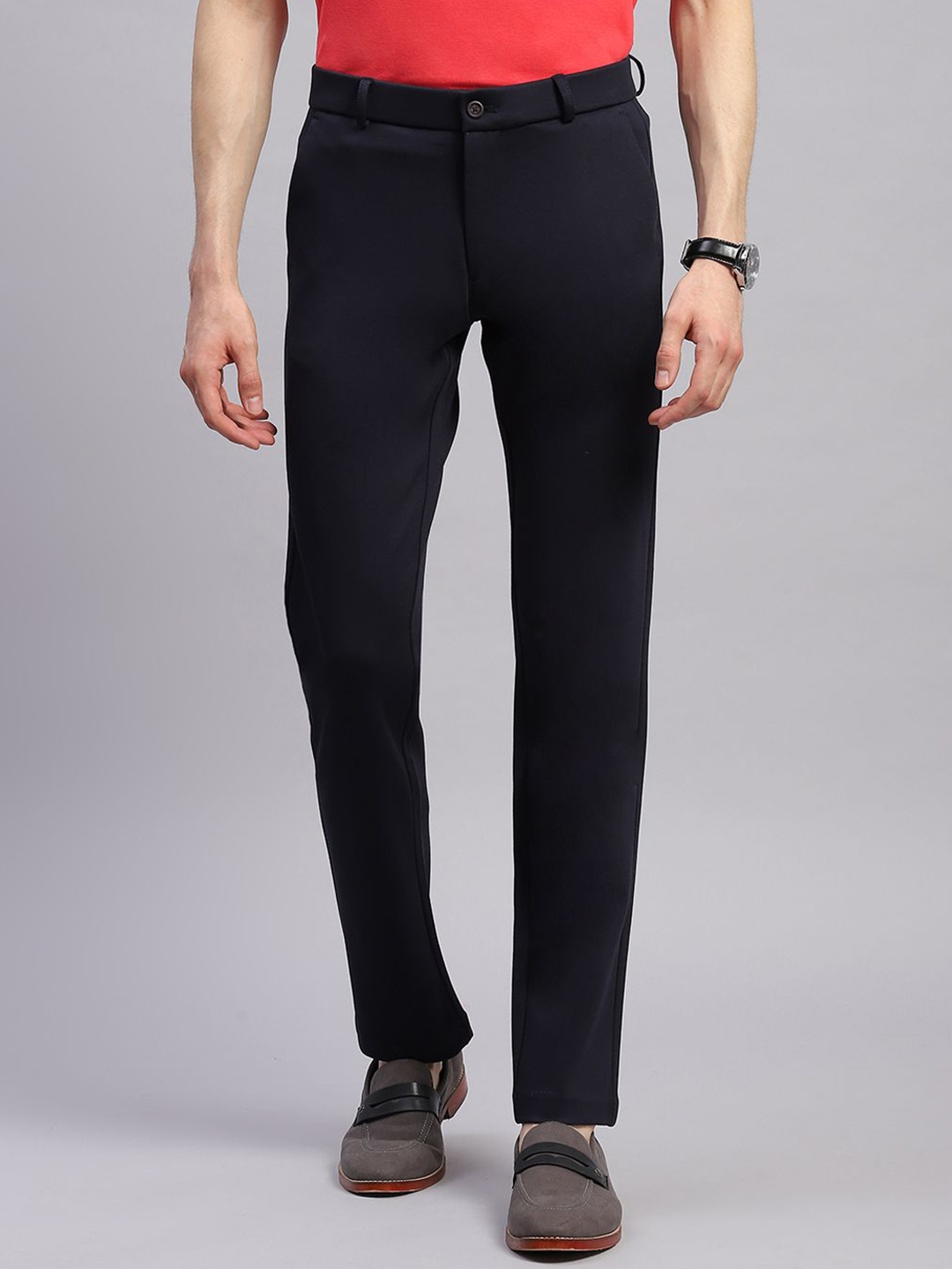 

Monte Carlo Men Mid-Rise Trousers, Navy blue