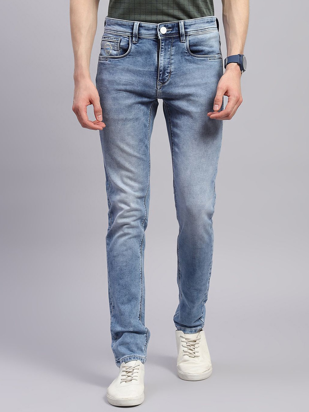 

Monte Carlo Men Skinny Fit Cotton Heavy Fade Jeans, Blue