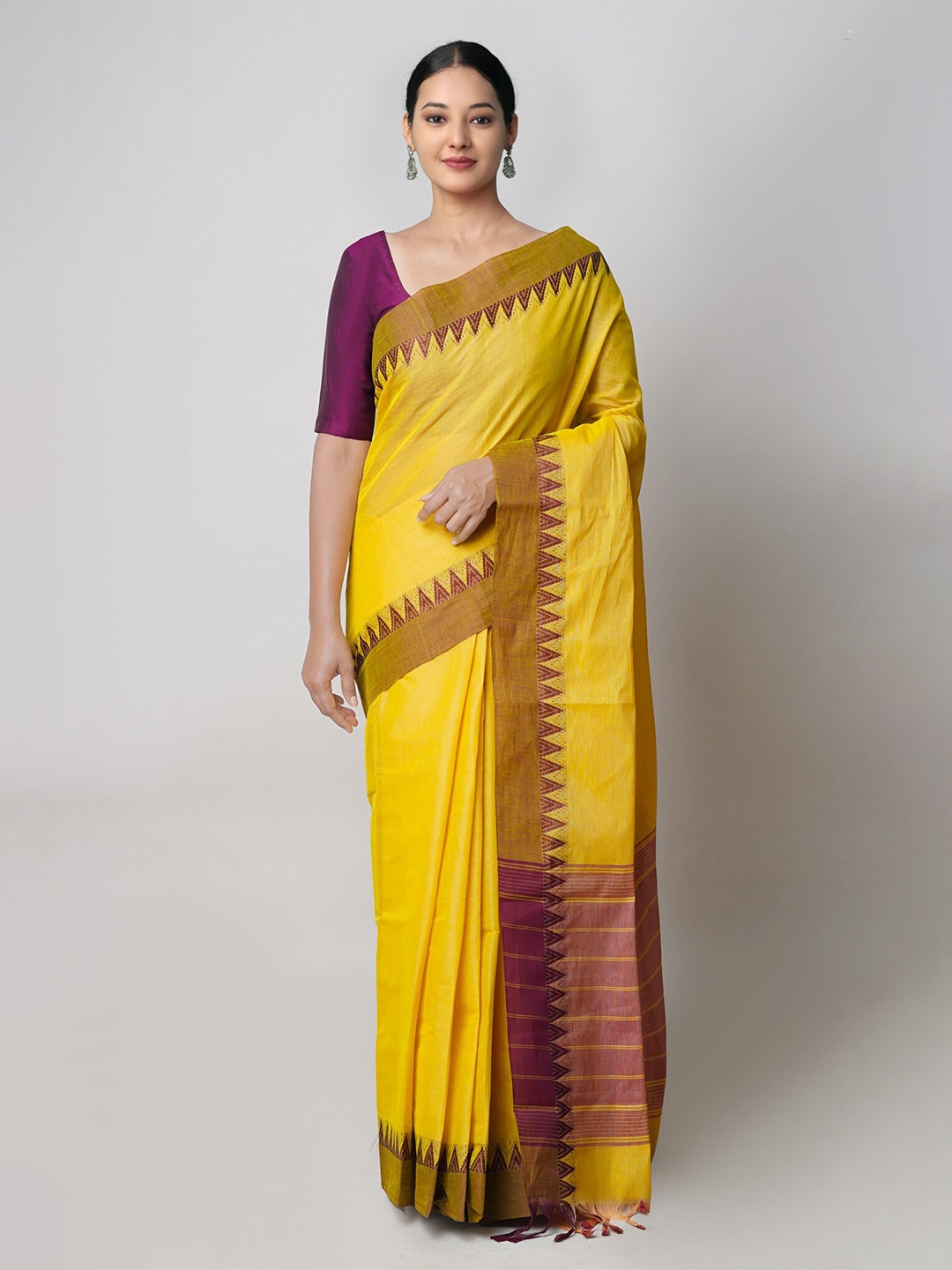 

Unnati Silks Woven Design Handloom Chettinad Saree, Yellow