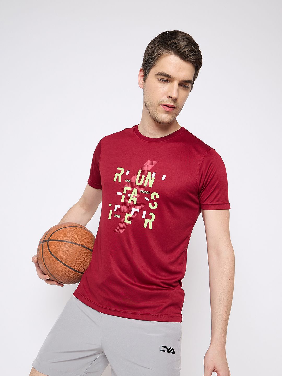 

Club York Men Typography Printed Round Neck T-shirt, Maroon