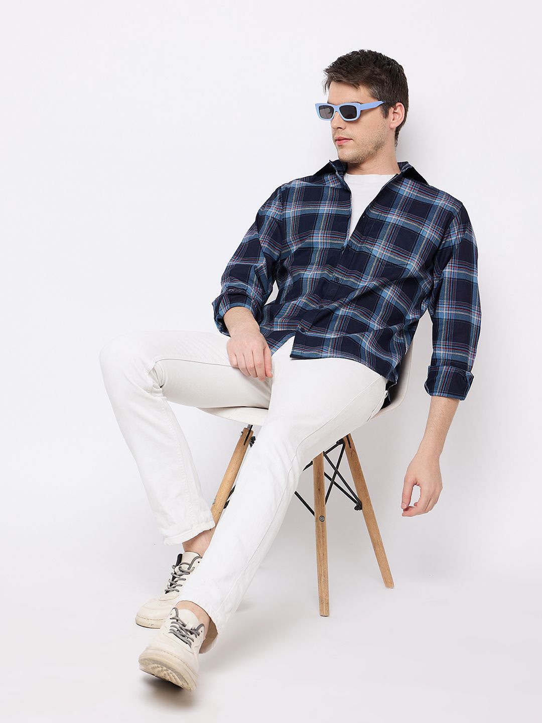 

Club York Men Checked Casual Shirt, Navy blue