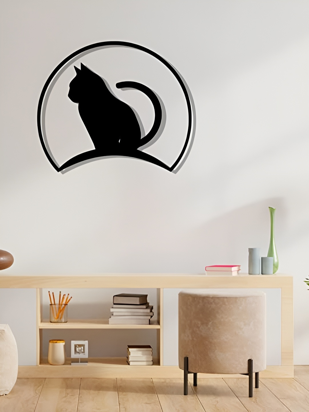 

Artrooms Cat Metal Wall Art, Black