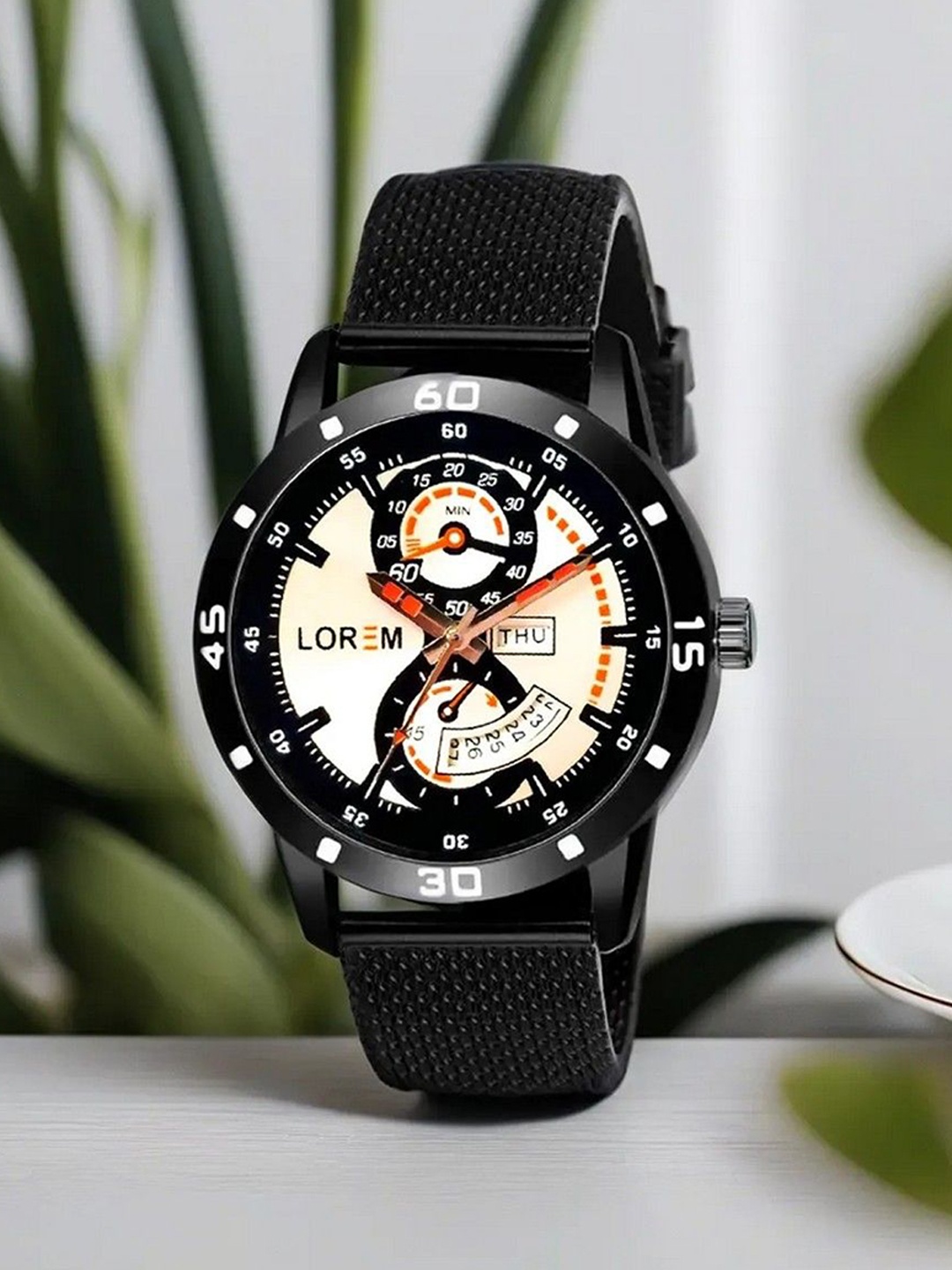 

LOREM Men Printed Dial & Straps Analogue Watch LR56-A, White