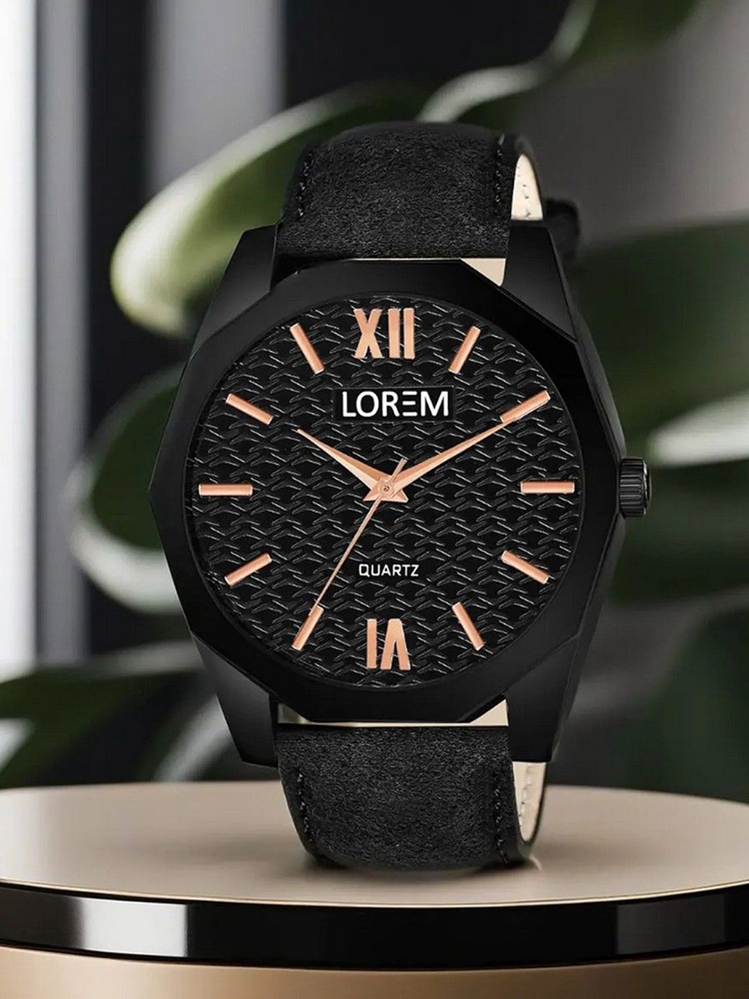 

LOREM Men Textured Dial & Straps Analogue Watch LR81-A, Black