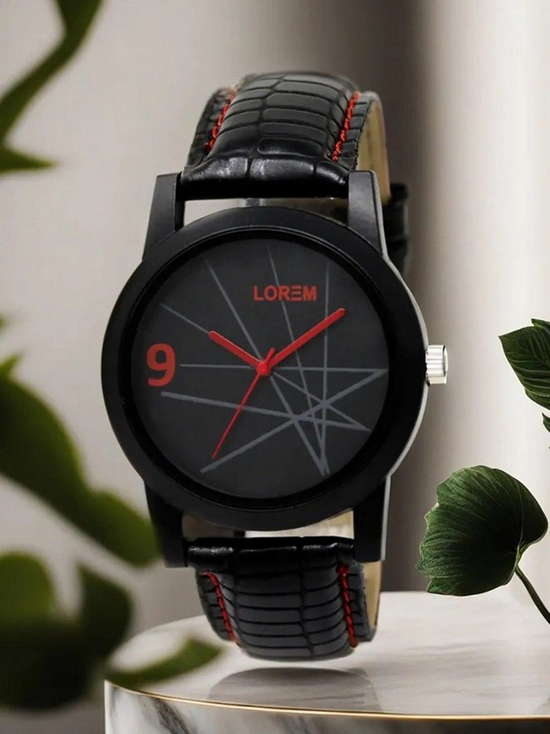 

LOREM Men Printed Dial & Straps Analogue Watch LR08-A, Black
