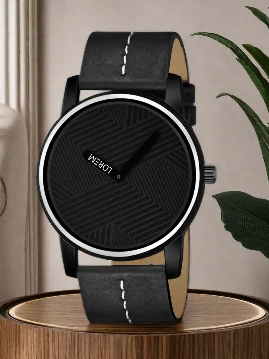 

LOREM Men Patterned Dial & Straps Analogue Watch LR67-A, Black
