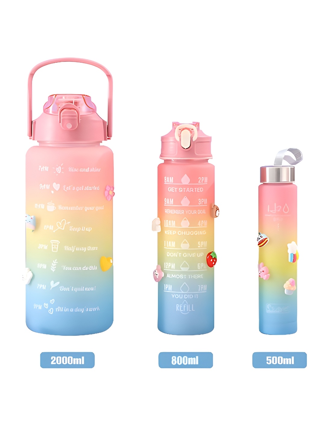 

WELOUR Pink & Yellow 3 Pieces Colourblocked Water Bottles 2 L
