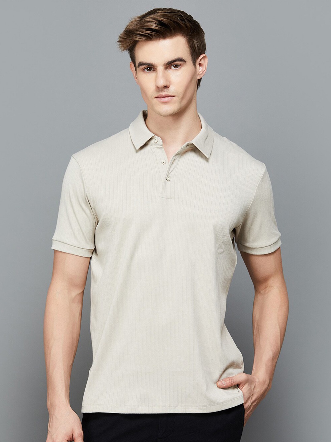 

Bossini Men Polo Collar Slim Fit T-shirt, Beige