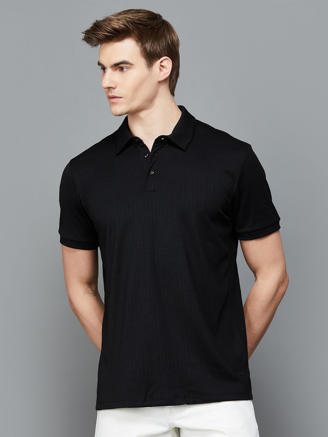 

Bossini Men Polo Collar Slim Fit T-shirt, Black