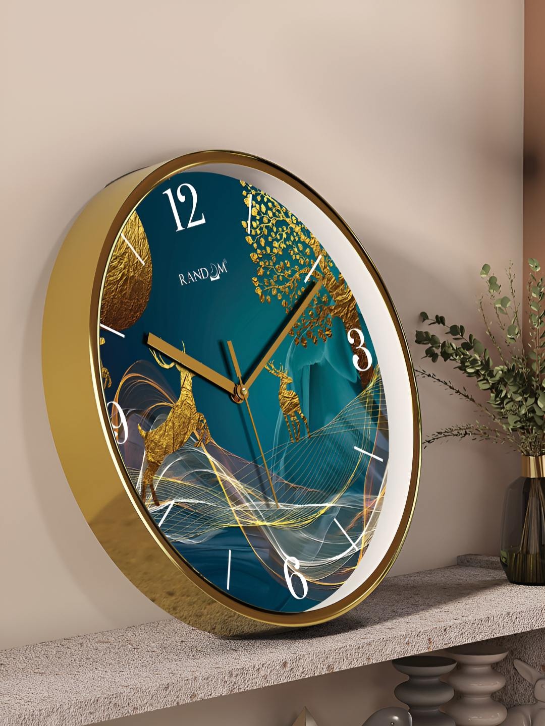 

RANDOM Blue & Yellow Printed Contemporary Analogue Round Wall Clock