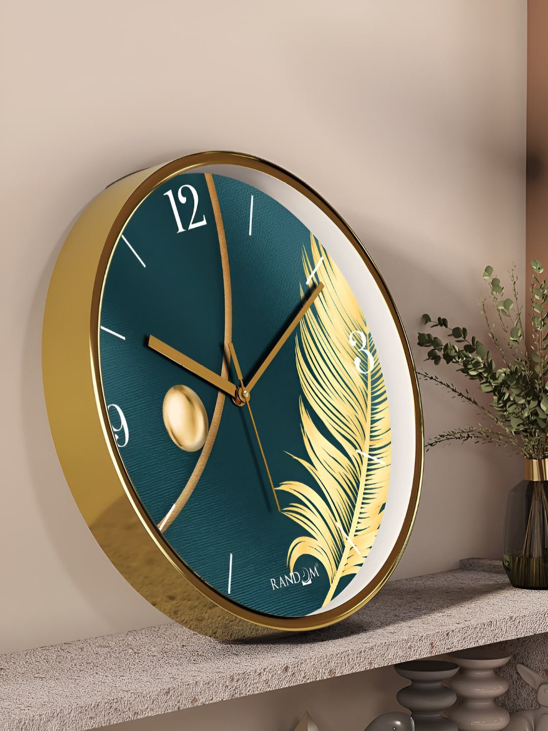 

RANDOM Blue & Gold-Toned Printed Contemporary Analogue Round Wall Clock