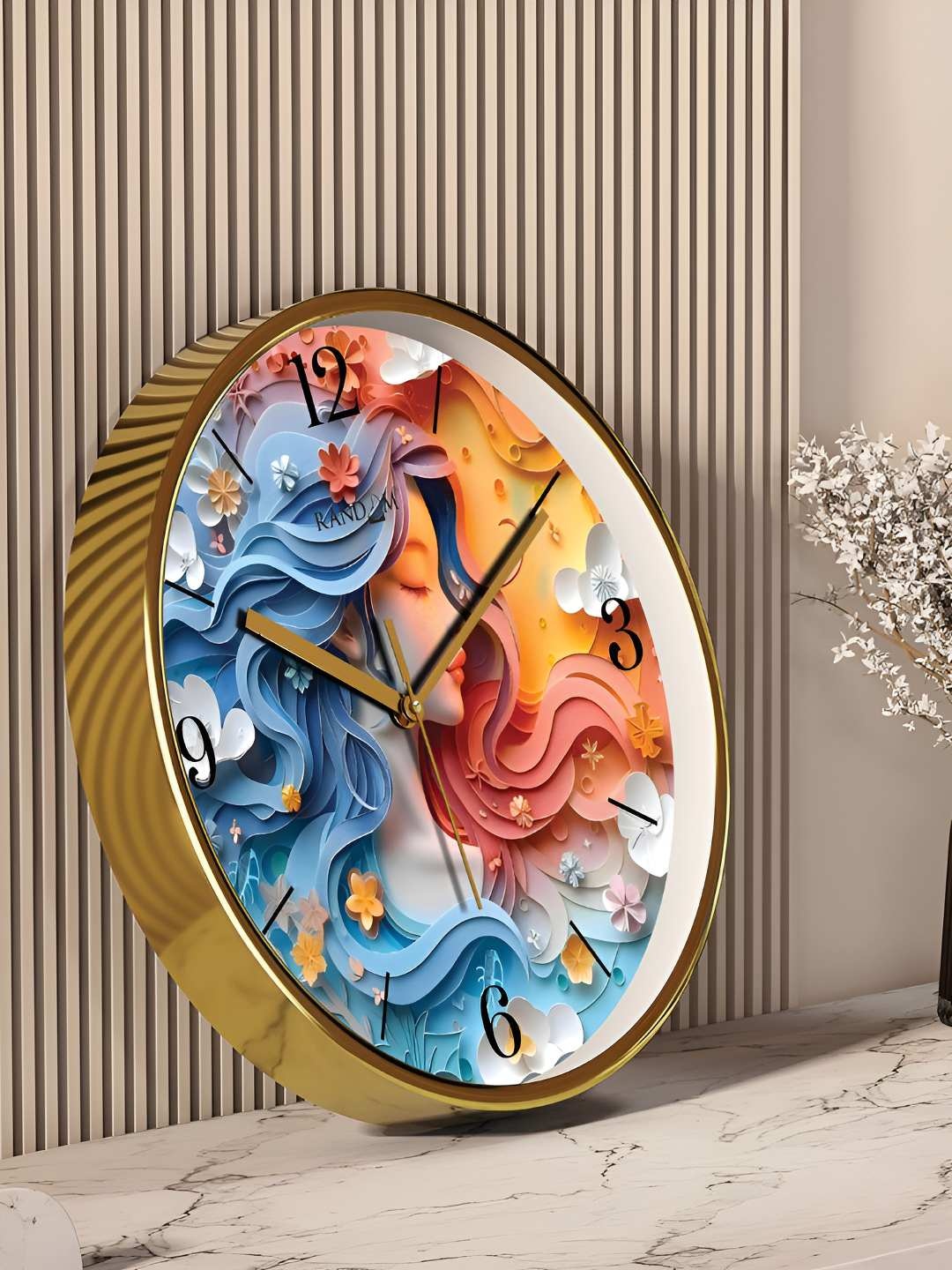 

RANDOM Blue & Orange Printed Analogue Contemporary Wall Clock