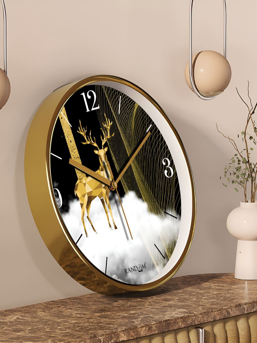 

RANDOM White & Yellow Printed Contemporary Analogue Round Wall Clock