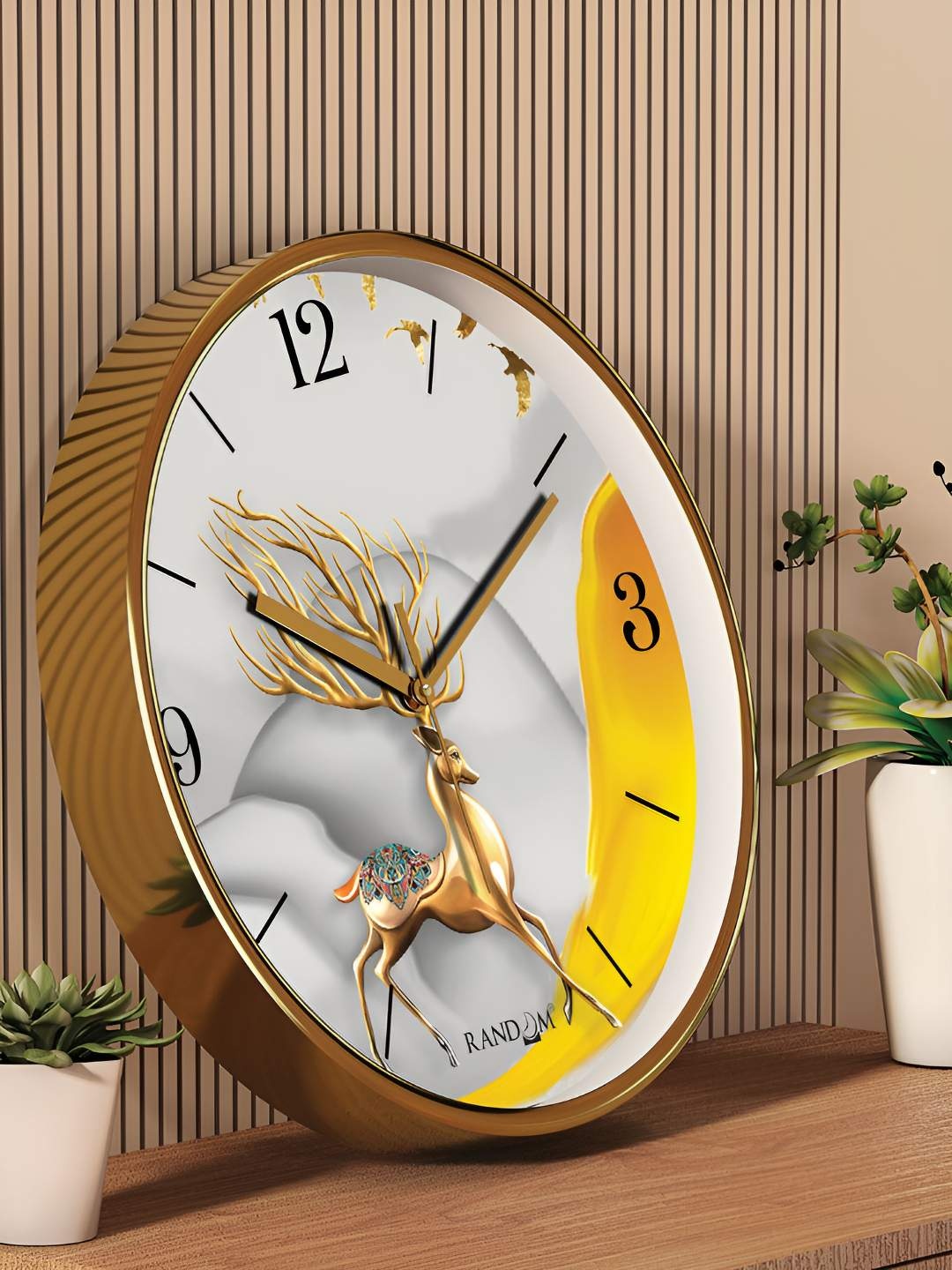 

RANDOM White & Gold-Toned Printed Analogue Contemporary Wall Clock