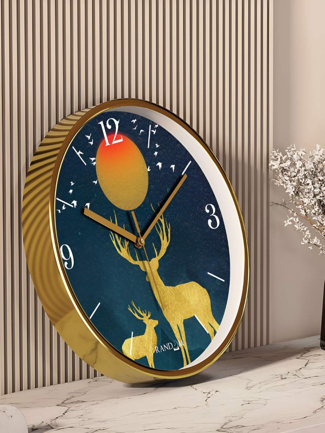 

RANDOM Blue & Gold-Toned Printed Analogue Contemporary Wall Clock