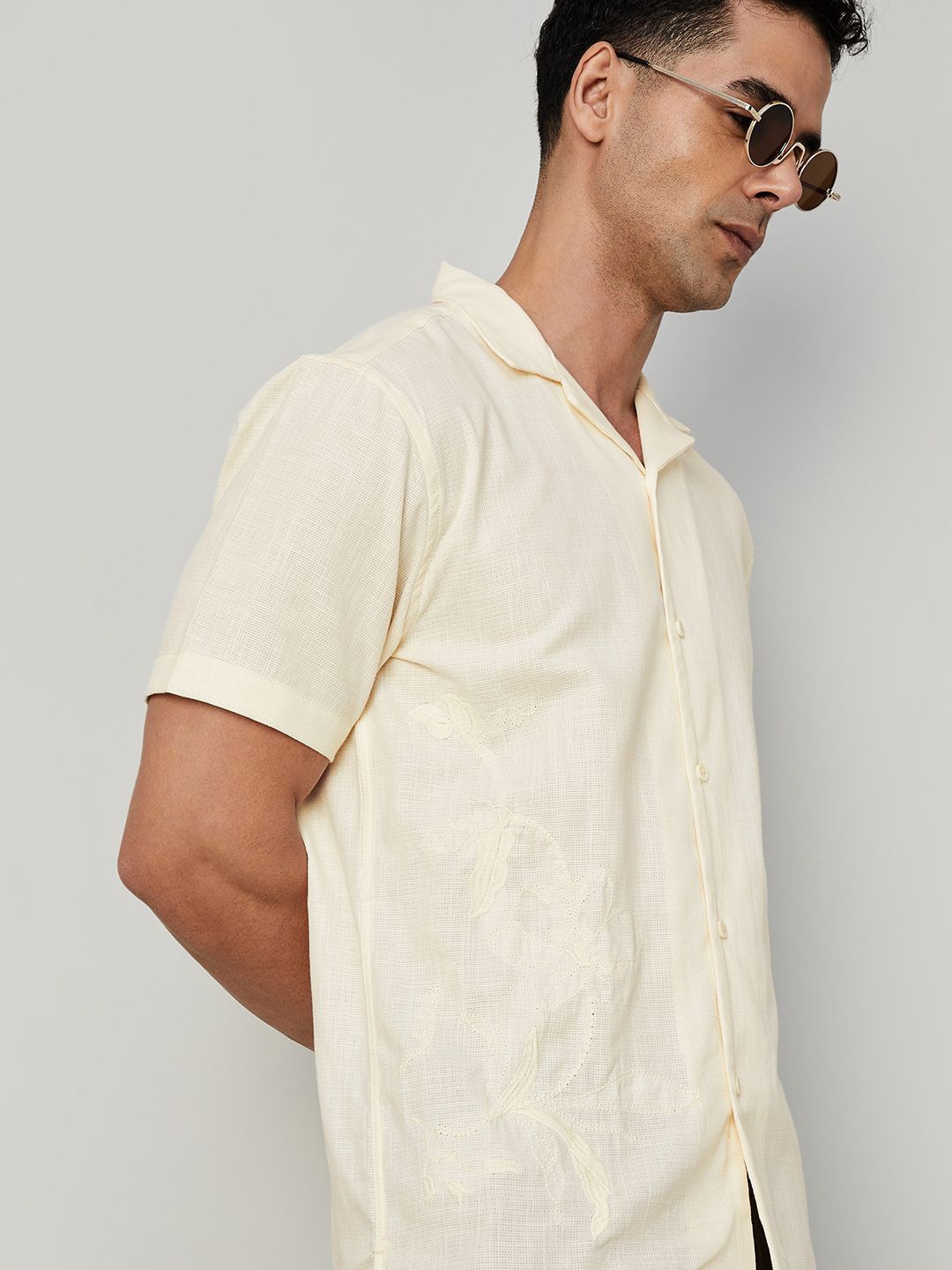 

CODE by Lifestyle Men Solid Cuban Collar Casual Shirt, Beige