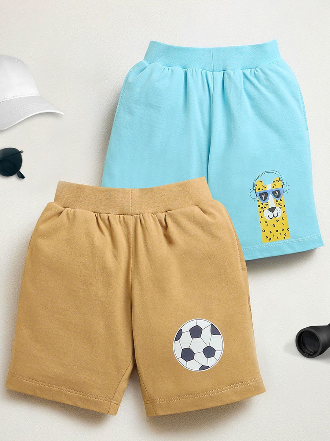 

ZIP ZAP ZOOP Pack Of 2 Boys Pure Cotton Shorts, Beige
