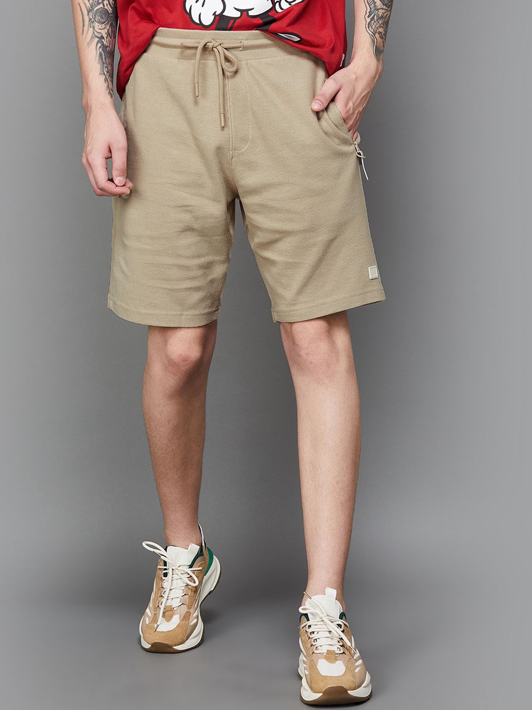 

Fame Forever by Lifestyle Men Mid-Rise Cotton Shorts, Beige