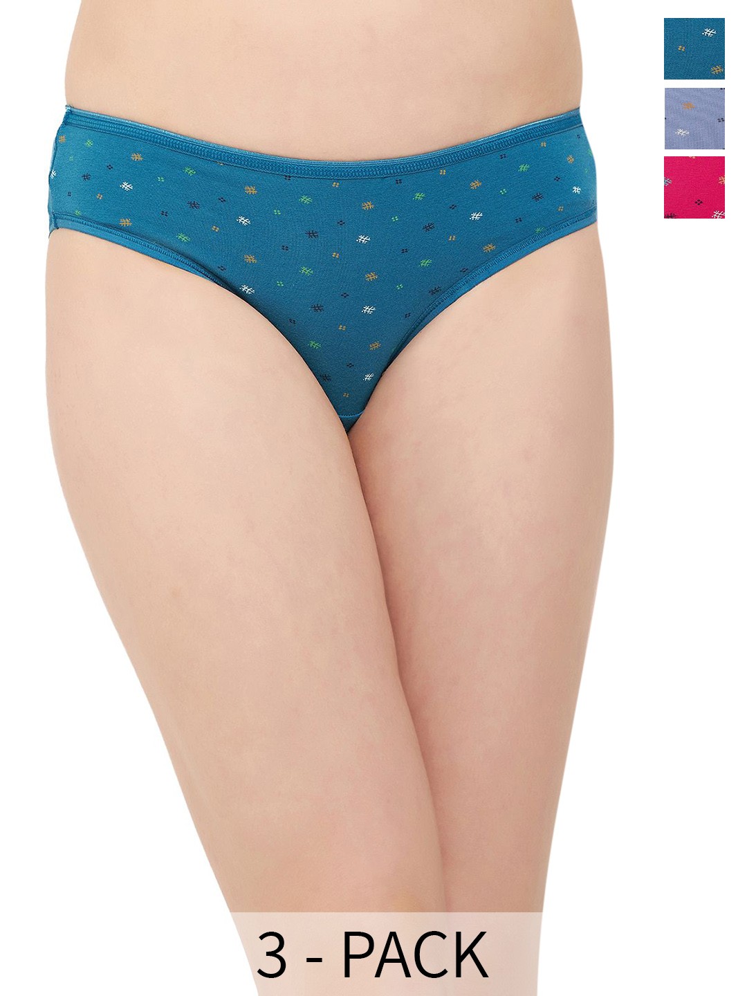 

Clovia Blue & Purple Pack of 3 Geometric Printed Bikini Briefs