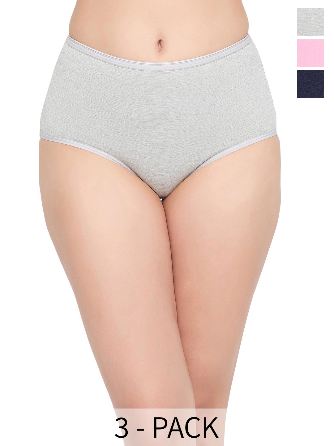 

Clovia Women Pack Of 3 Cotton High-Rise Hipster Briefs, Navy blue