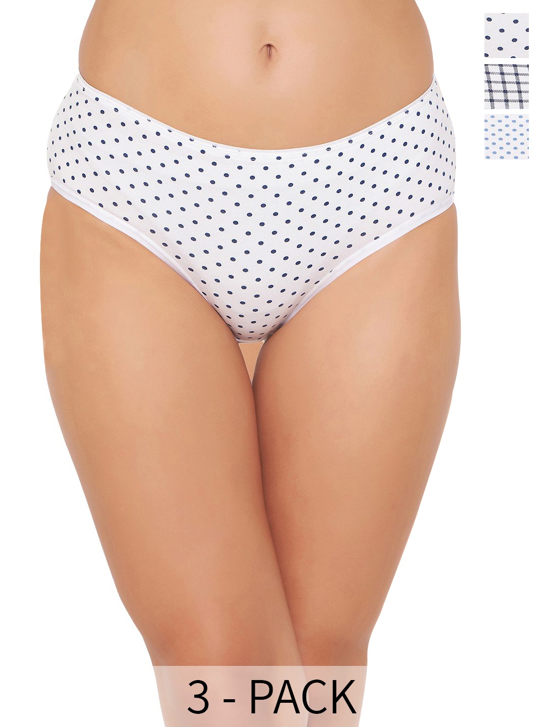 

Clovia White & Blue Pack of 3 Geometric Printed Mid-Rise Hipster Briefs