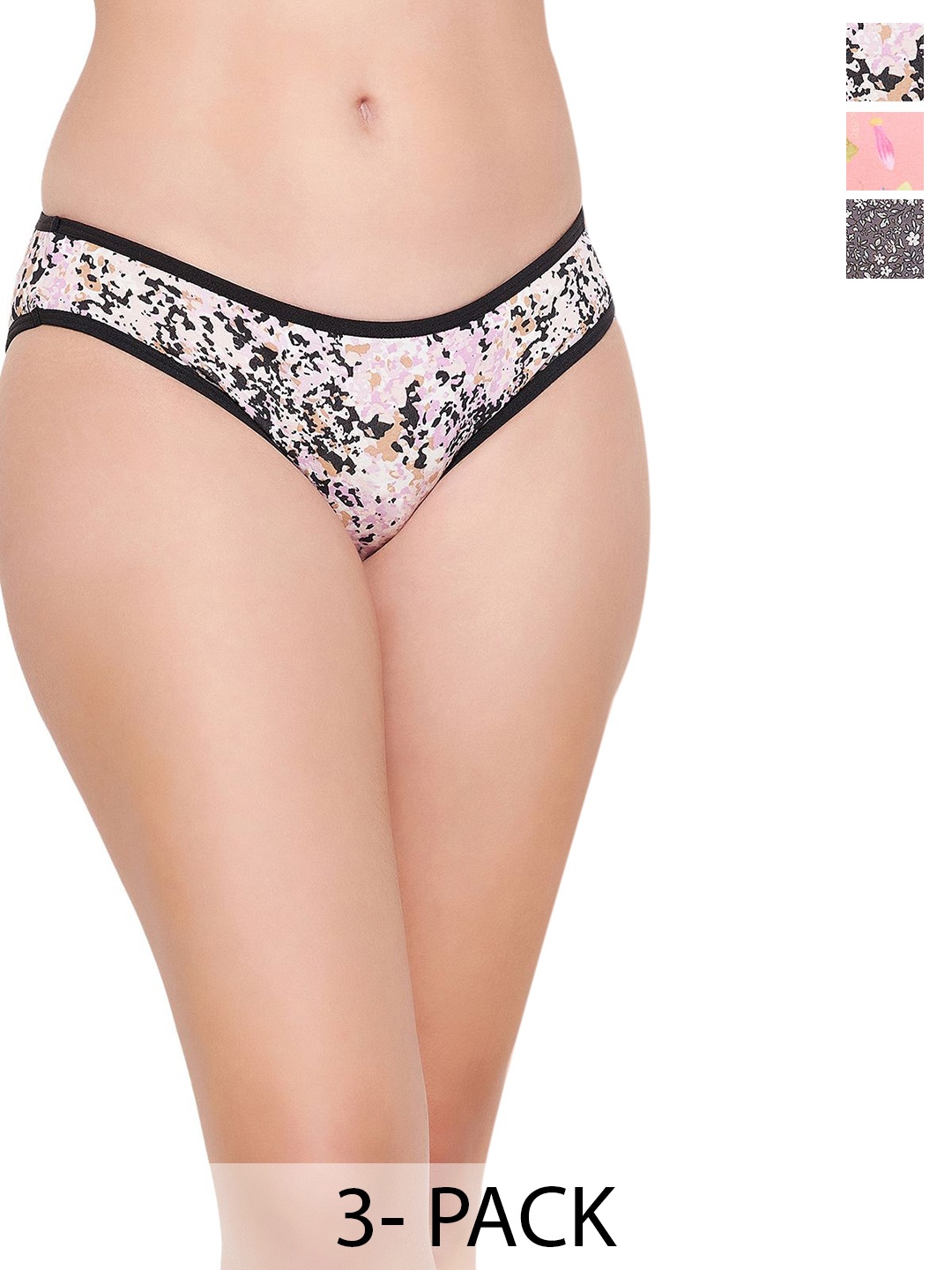 

Clovia Red & Brown Pack of 3 Floral Printed Bikini Briefs