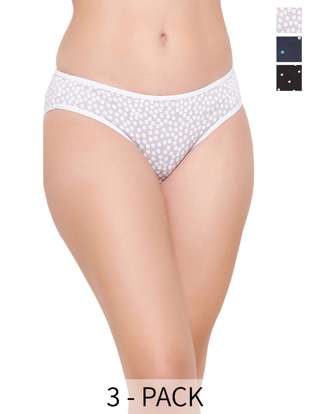 

Clovia Women Pack Of 3 Printed Cotton Low-Rise Bikini Briefs, Black