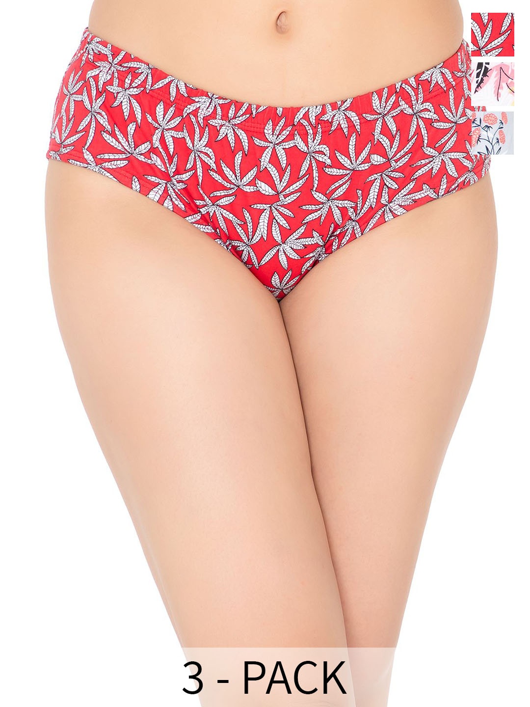 

Clovia Pink & Red Pack Of 3 Geometric Printed Cotton Mid-Rise Hipster Briefs