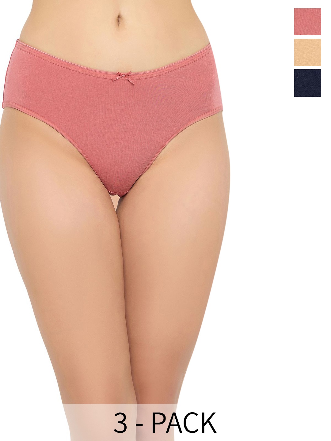 

Clovia Women Pack Of 3 Cotton Mid-Rise Hipster Briefs, Navy blue
