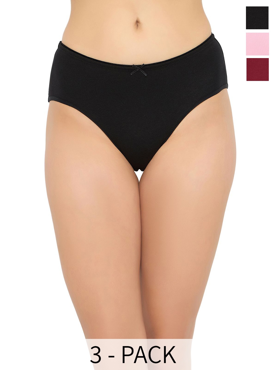 

Clovia Red & Black Pack Of 3 Mid-Rise Hipster Briefs