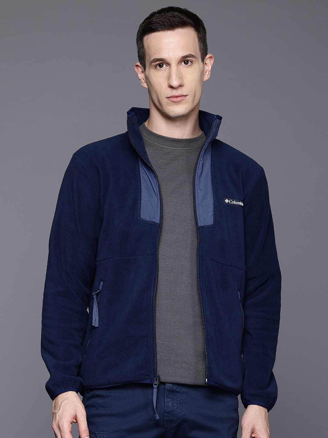 

Columbia Men Sequoia Grove Full Zip Fleece Colourblocked Lightweight Outdoor Sporty Jacket, Navy blue