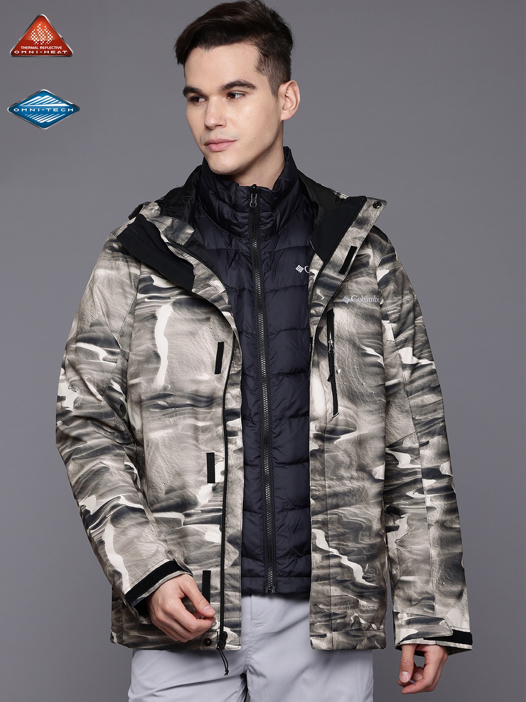 

Columbia Men Whirlibird V Printed Interchangable Puffer Jacket, Brown