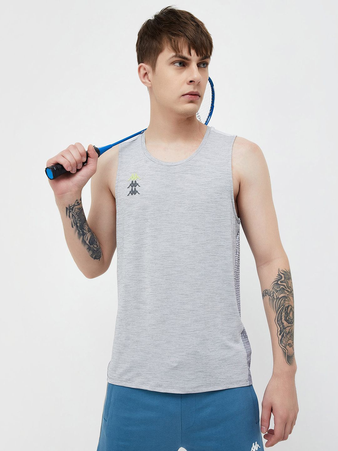 

Kappa Men Round Neck Graphic Printed T-shirt, Grey
