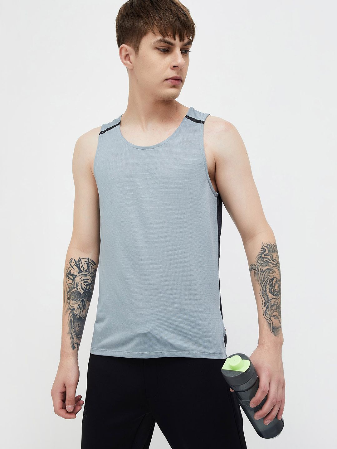 

Kappa Men Round Neck Colourblocked T-shirt, Grey