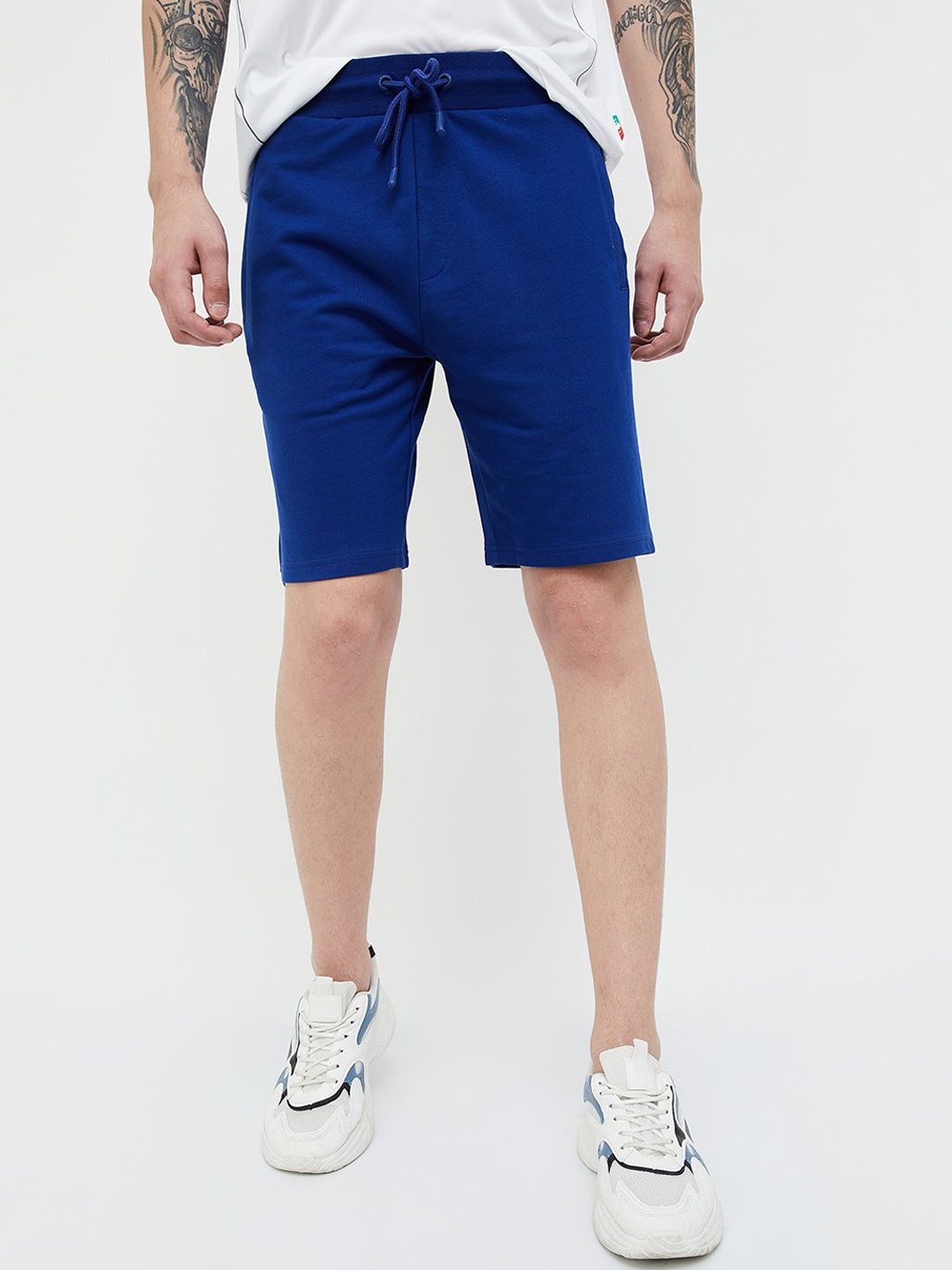 

Kappa Men Mid Rise Cotton Sports Shorts, Blue