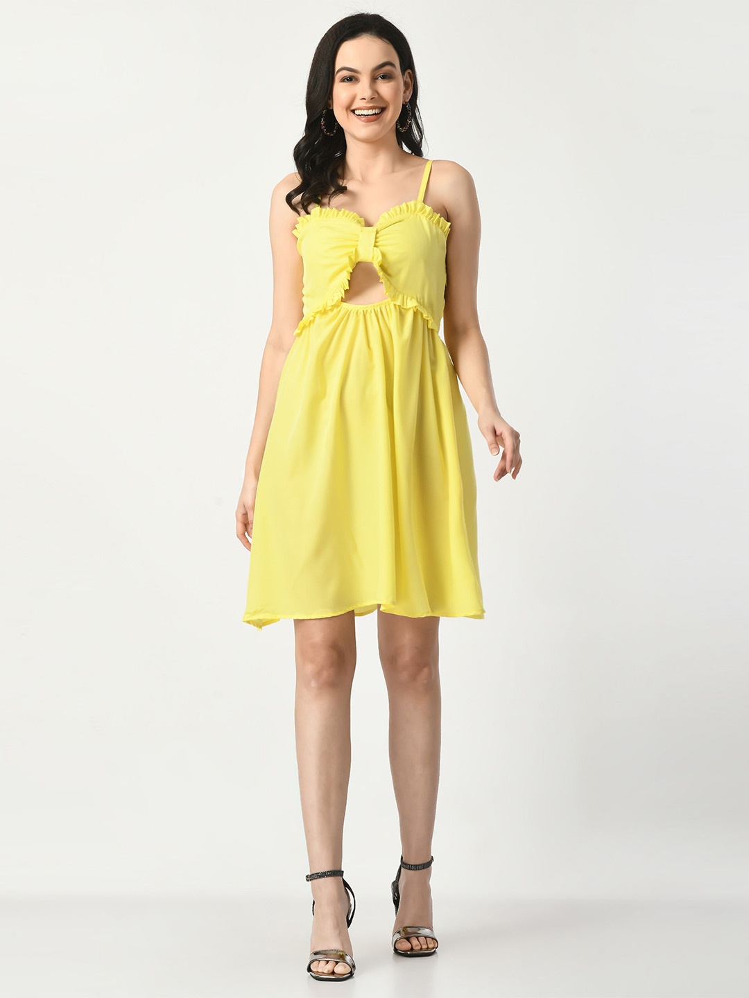 

Tushita Ruffled Georgette Fit & Flare Dress, Yellow