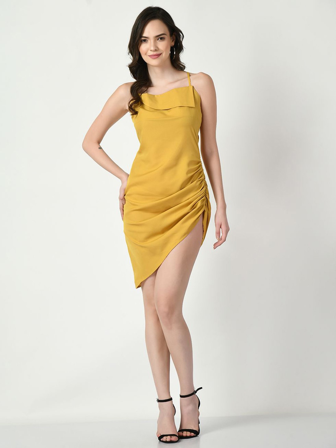 

Tushita Women Shoulder Straps Bodycon Dress, Gold