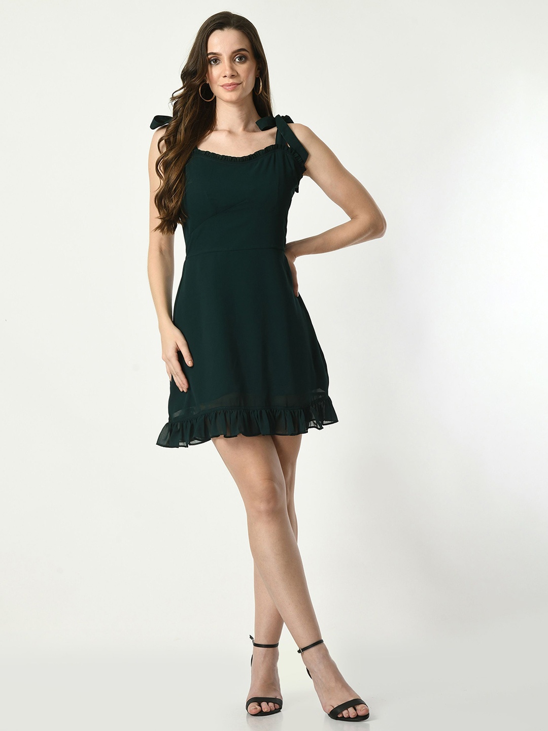 

Tushita Georgette Fit & Flare Dress, Green