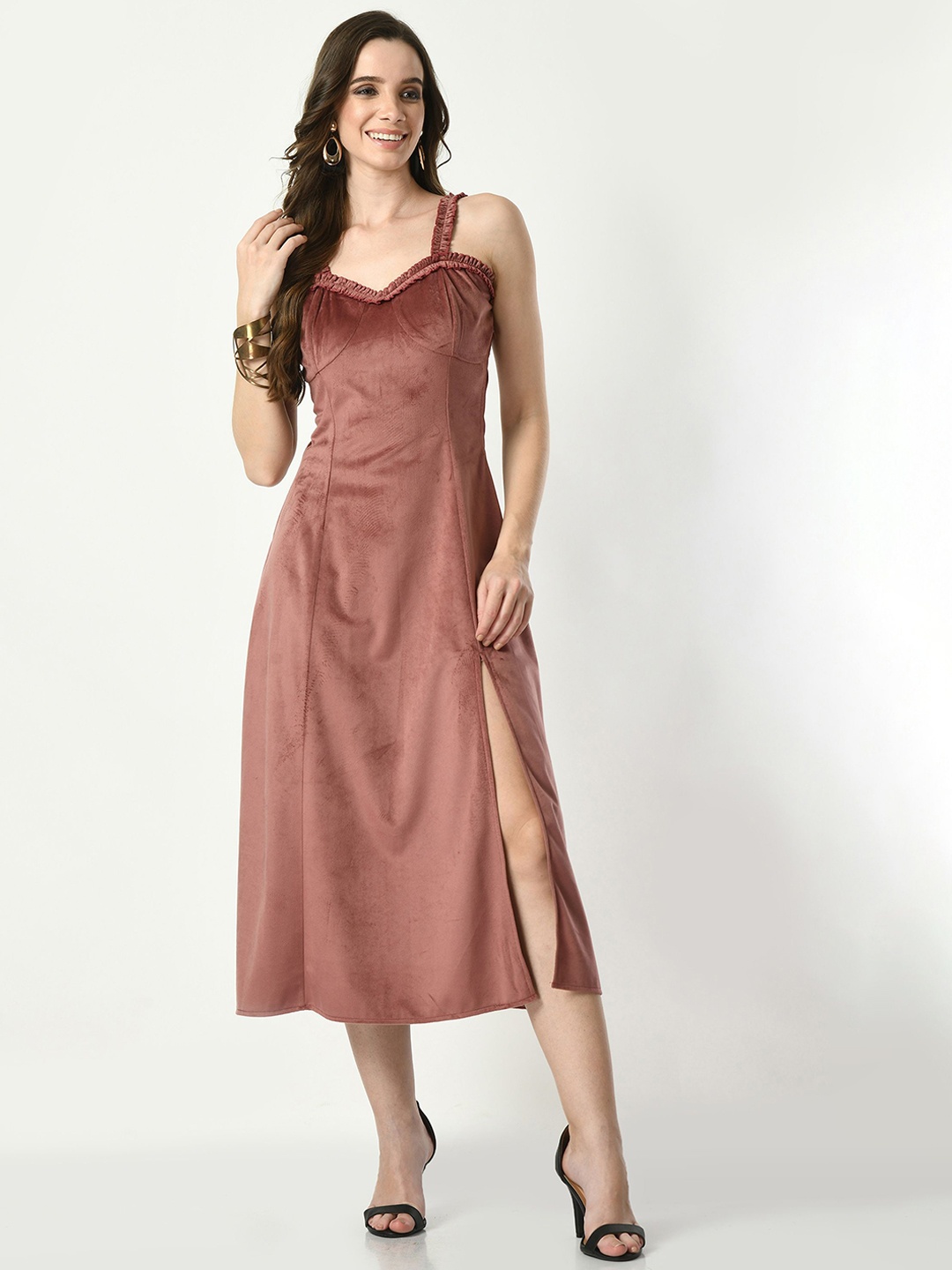

Tushita Velvet A-Line Midi Dress, Bronze