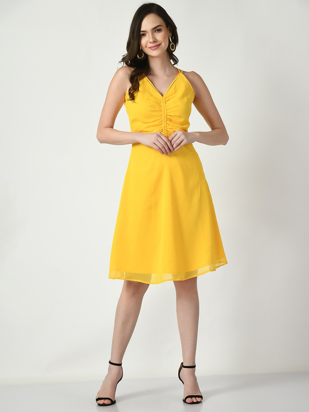 

Tushita Sleeveless Fit & Flare Dress, Yellow