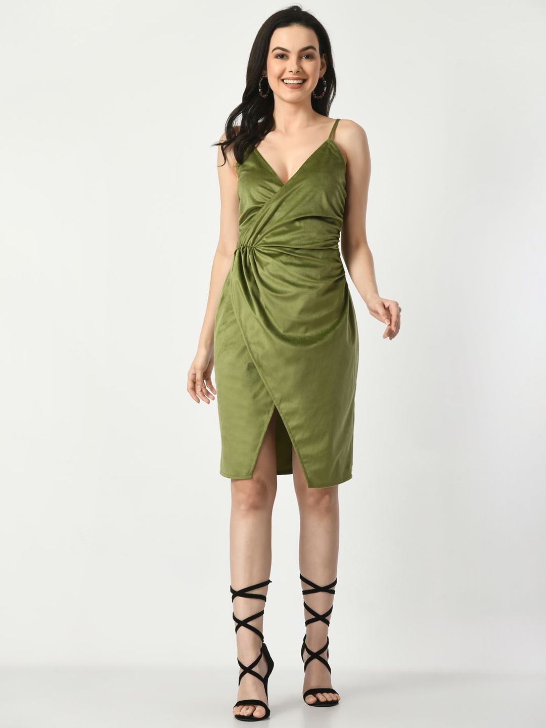 

Tushita Women Velvet Sheath Dress, Green