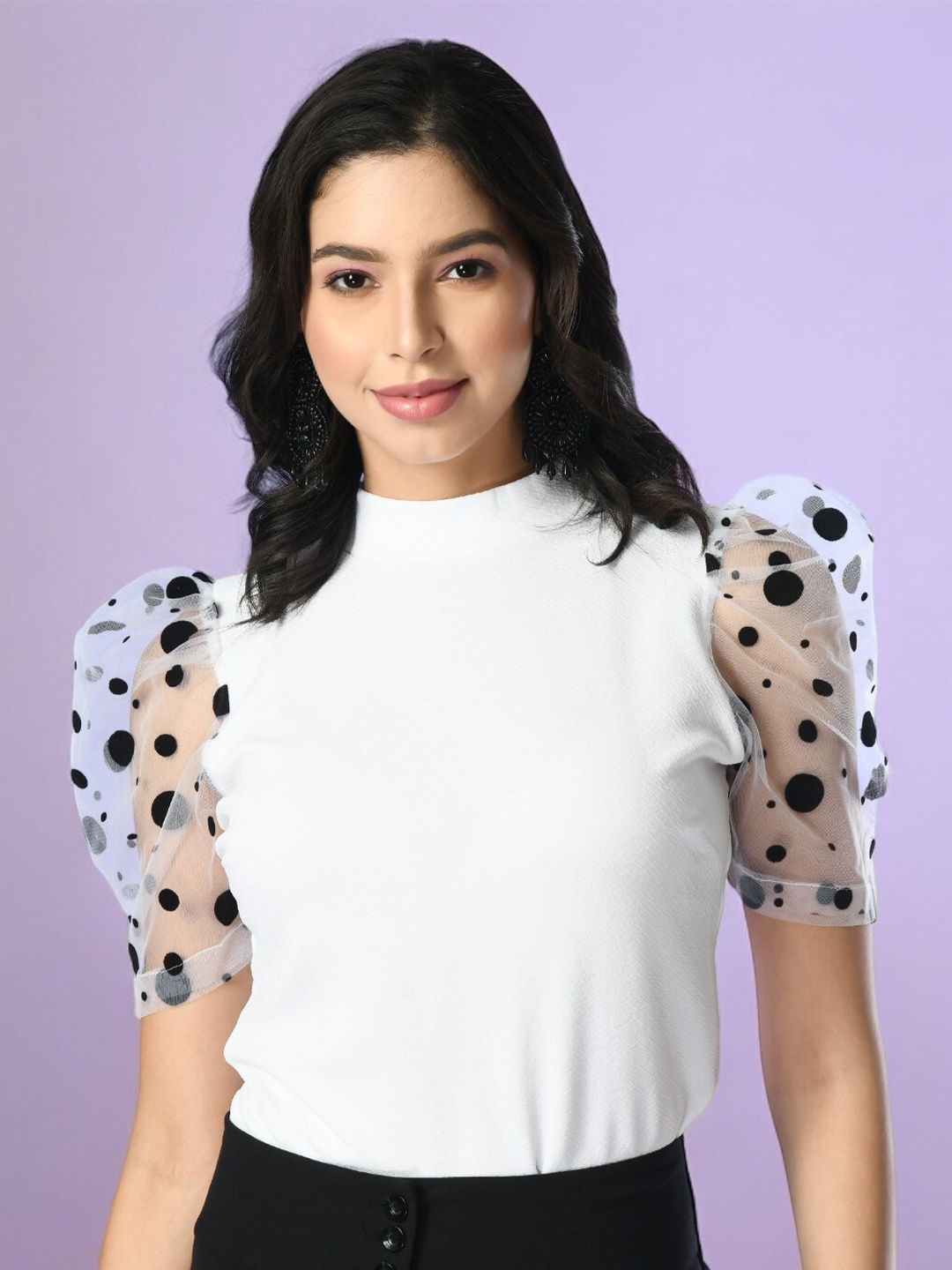

Moshe Solid Round Neck Top, White