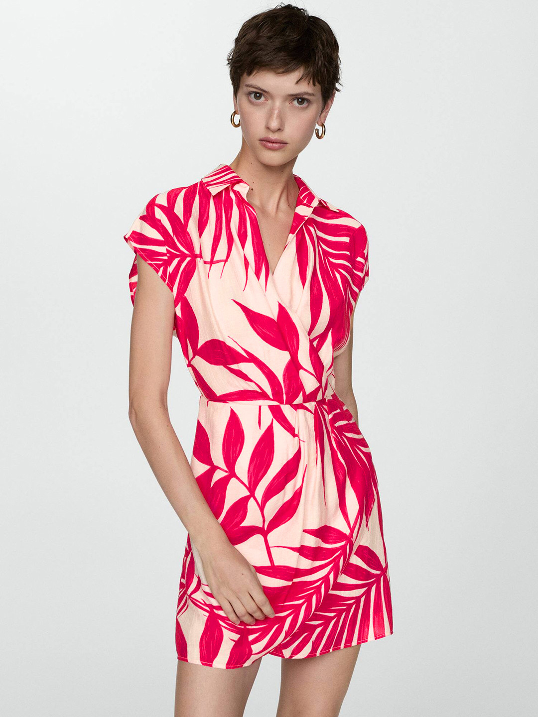 

MANGO Floral Print Wrap Mini Dress, Red
