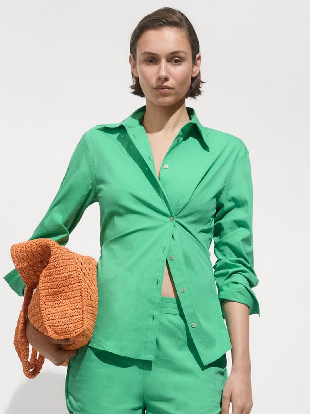 

MANGO Oversized Casual Shirt, Green