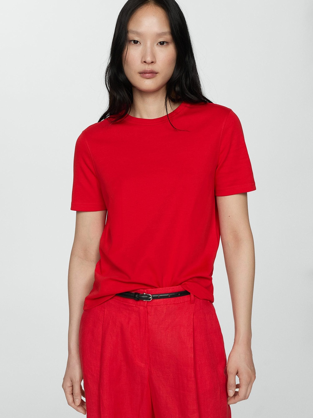 

MANGO Pure Cotton Regular Fit T-shirt, Red