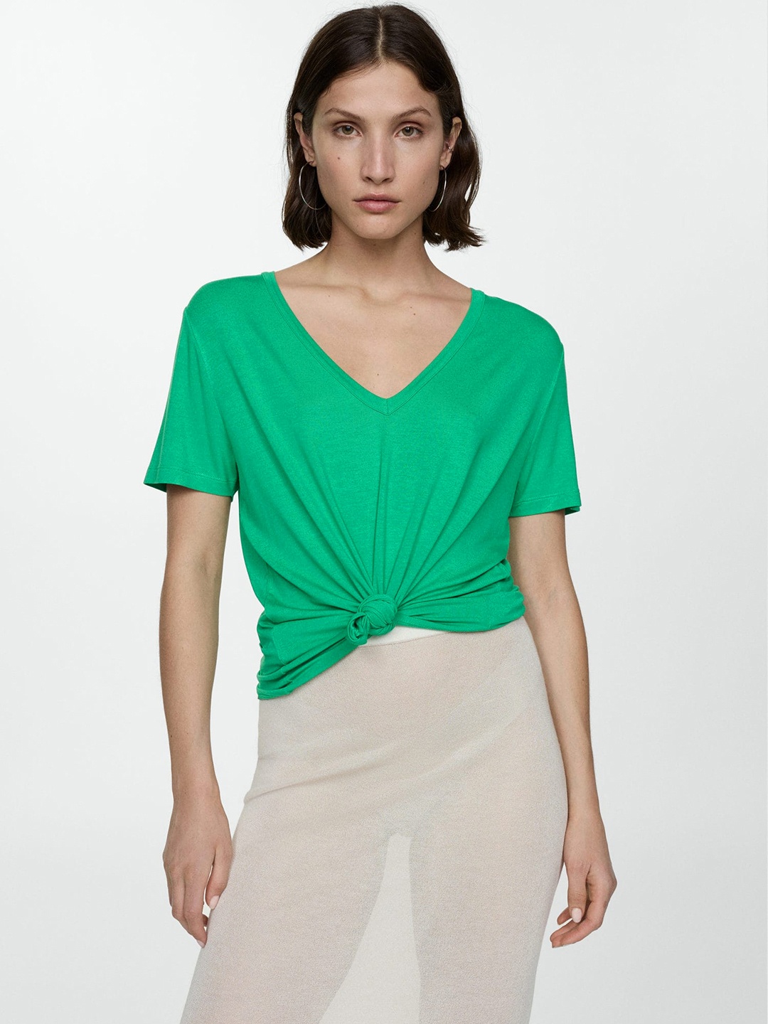 

MANGO V-Neck T-shirt, Green