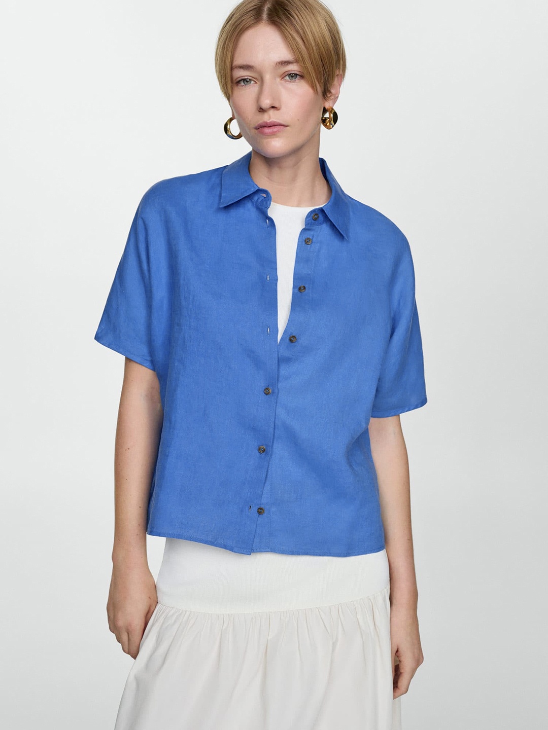 

MANGO Pure Linen Casual Shirt, Blue