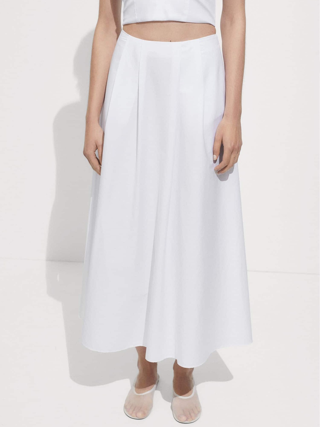 

MANGO Flared Midi Dress with Pockets, White